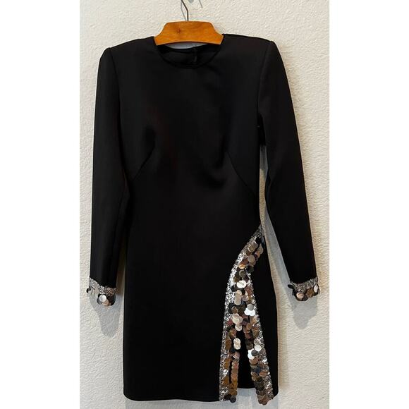 SHO by Tadashi Shoji Sequin Detail Long Sleeve Cocktail Dress Size Small - Picture 10 of 11